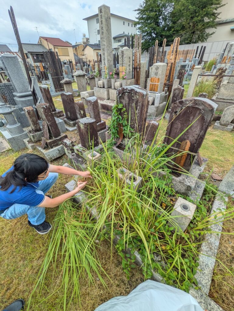 お墓参りで草むしり